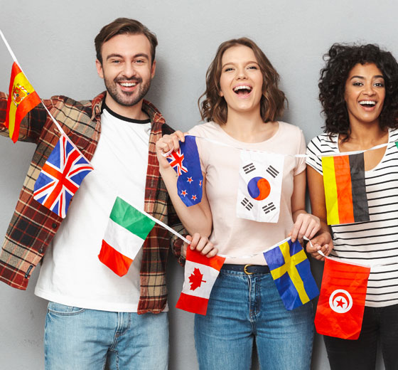 Travelers with flags